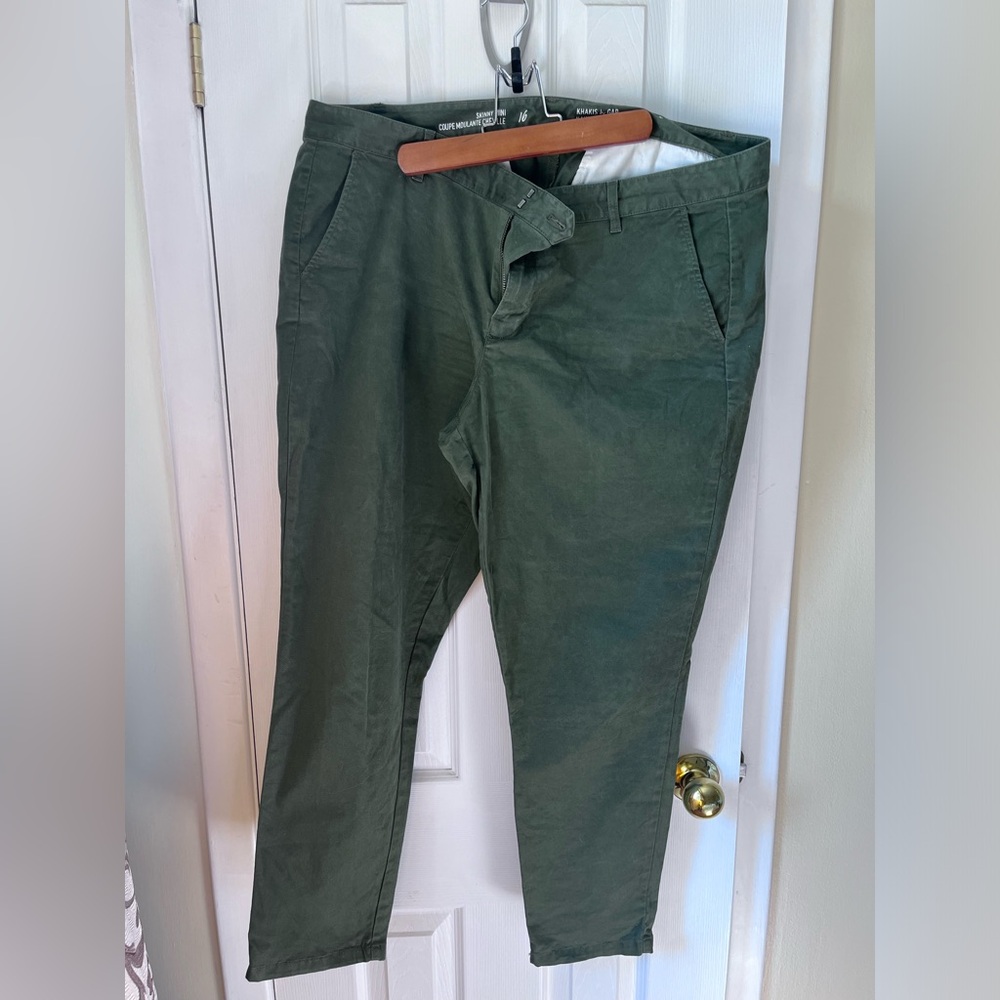 Green skinny khakis